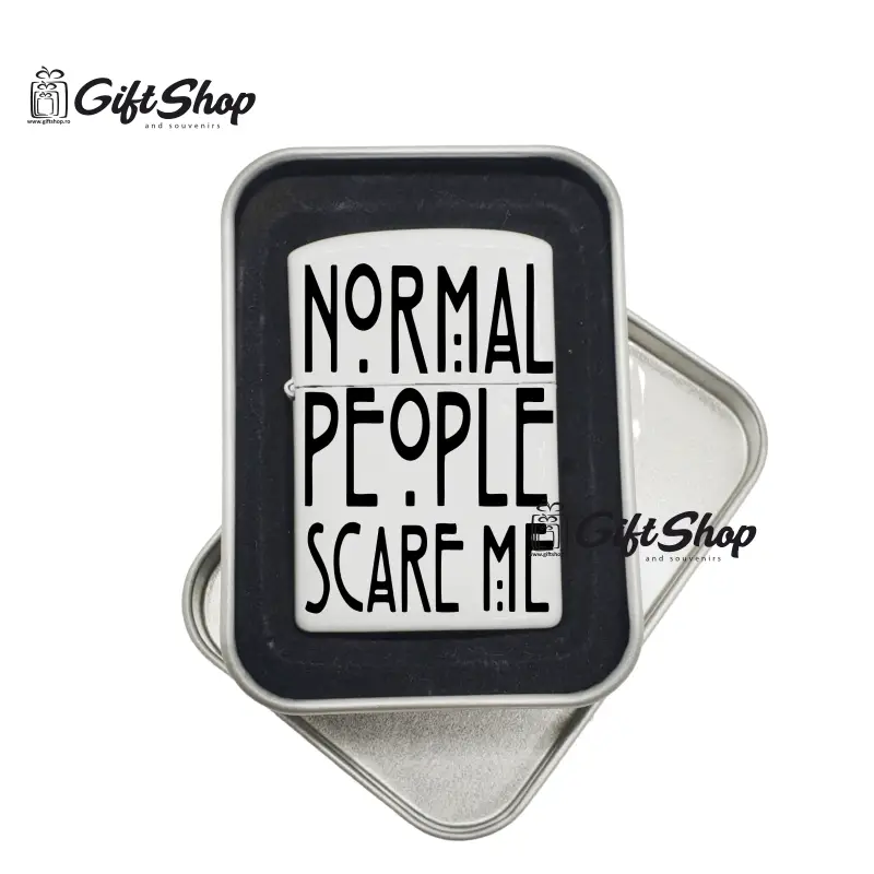Normal people scare me, bricheta metalica gravata laser cu mesajv